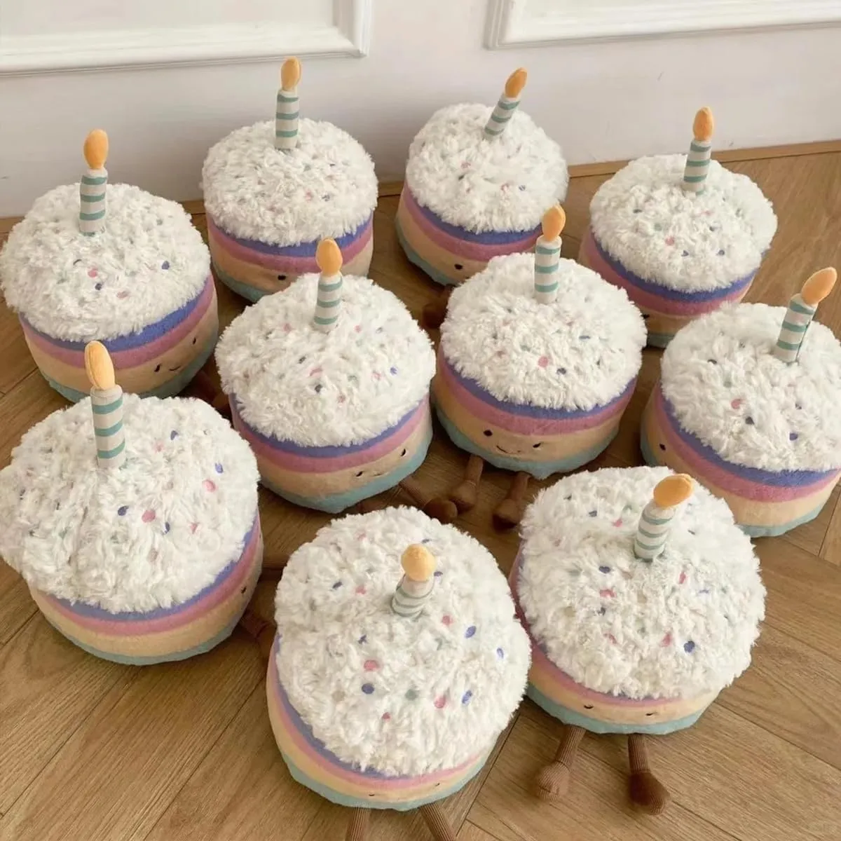 Birthday Cake Plush, 10.2" Cute Birthday Stuffed Animal for Girls, Funny Food Plushie, Soft Smile Cake Toy Adorable Birthday Gift for Kids(L)