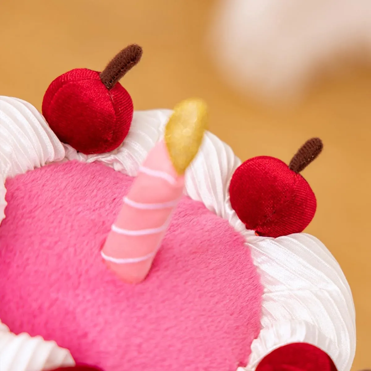 Birthday Cake Plush, 7.9" Cute Birthday Stuffed Animal for Girls, Funny Food Plushie, Soft Smile Cake Toy Adorable Gift for Kids(Cherry Cake)