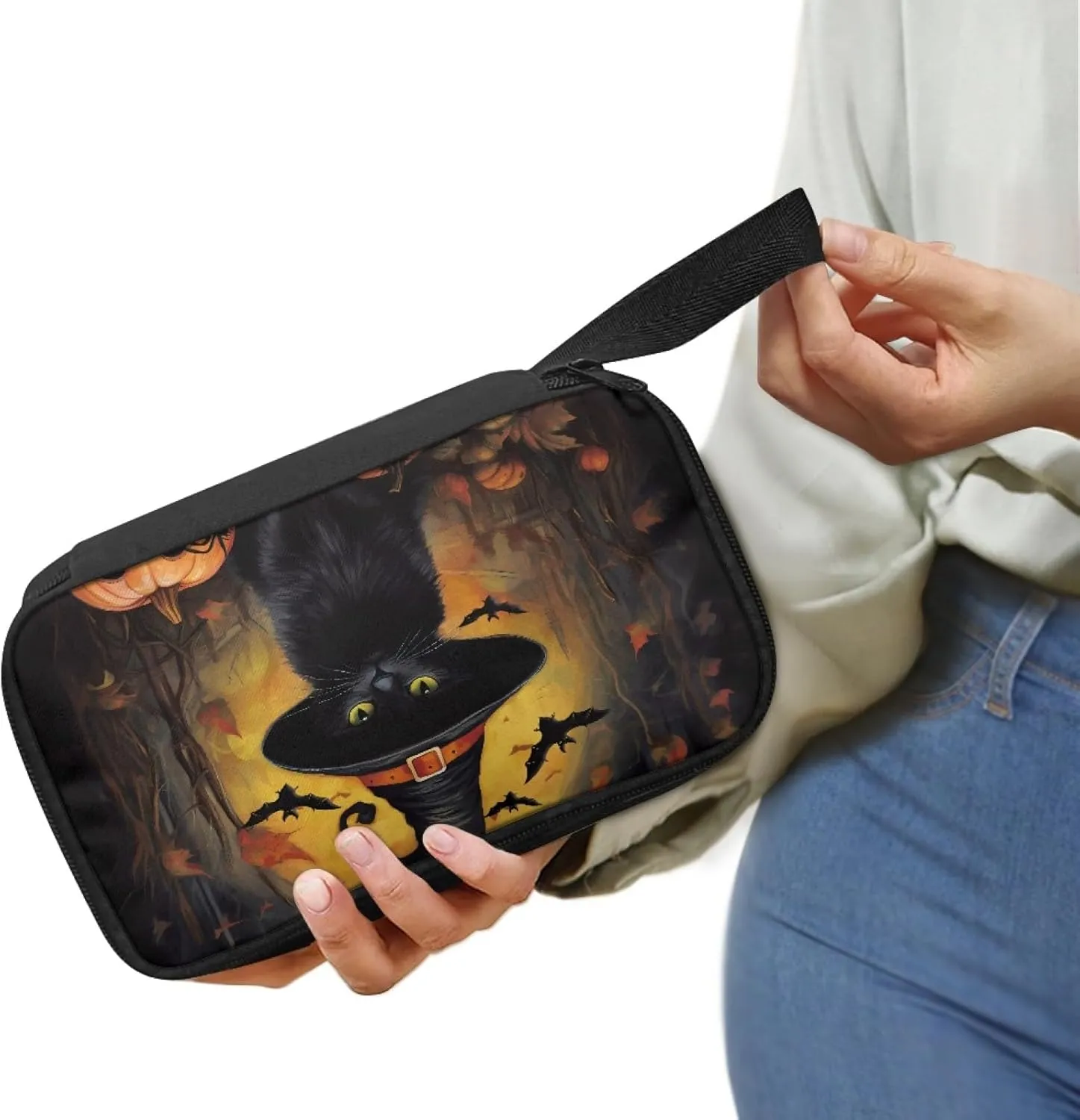 Black Cat Bat Essential Oils Storage Hold Carrying Organizer Case for Young Living/Doterra Aromatherapy Essential Oils 5ml, 10ml, 15ml