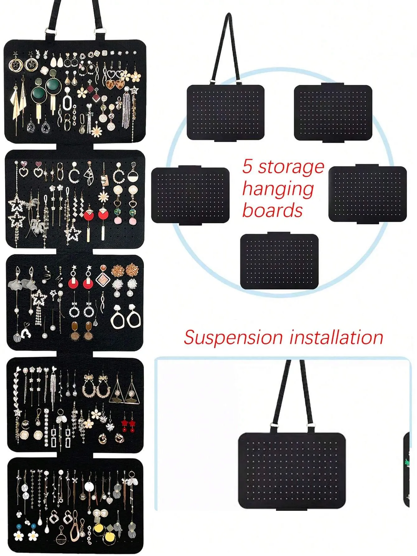 Black Felt Hanging Earring Jewelry Storage Bag