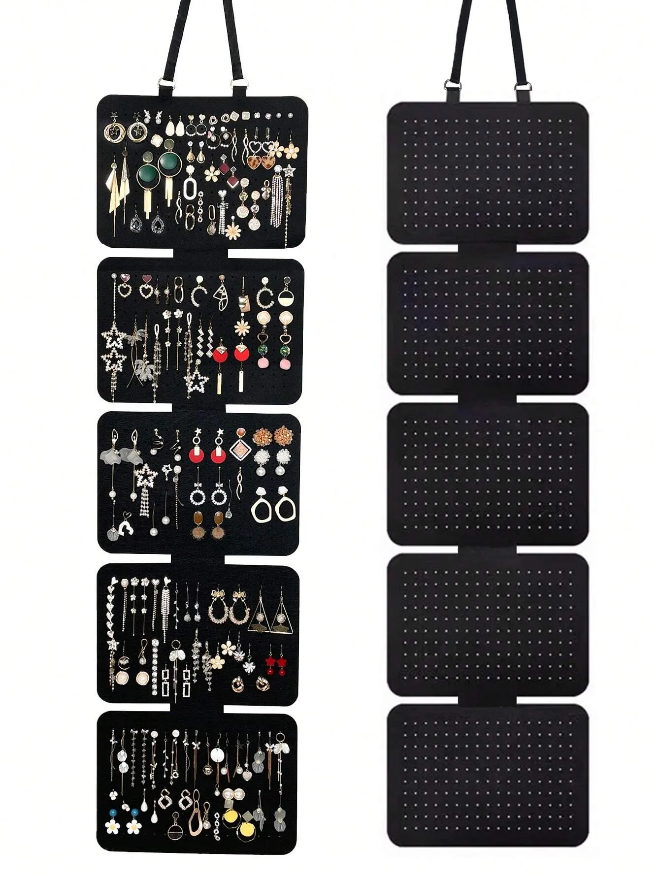 Black Felt Hanging Earring Jewelry Storage Bag