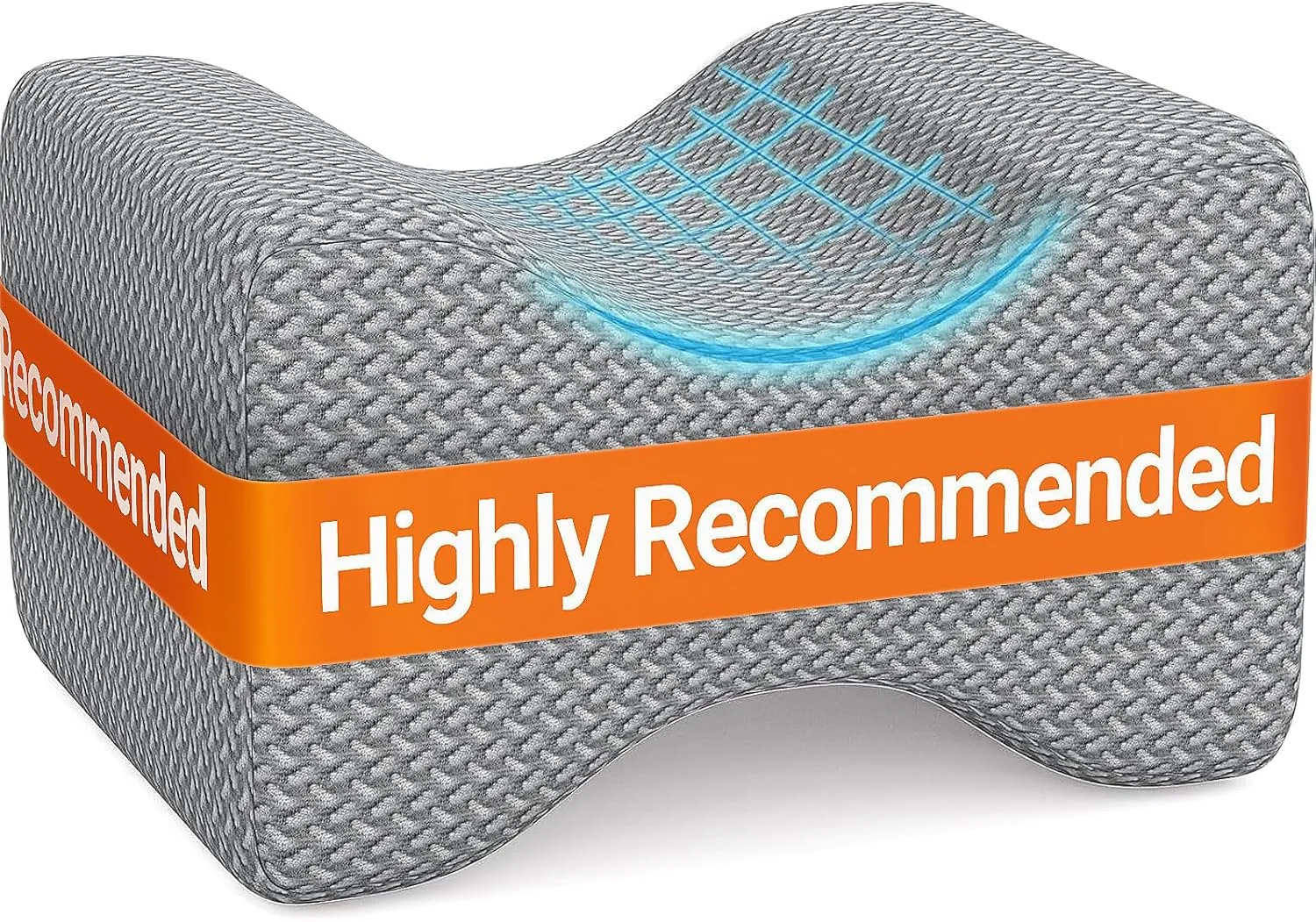 BlissTrends Memory Foam Knee Pillow, Knee Pillow for Side Sleepers, Leg Pillows for Sleeping Blood Circulation, Elevation Pillow for Spine Aligning, Sciatica, Back, Hip, Knee, Ankle Pain, Grey