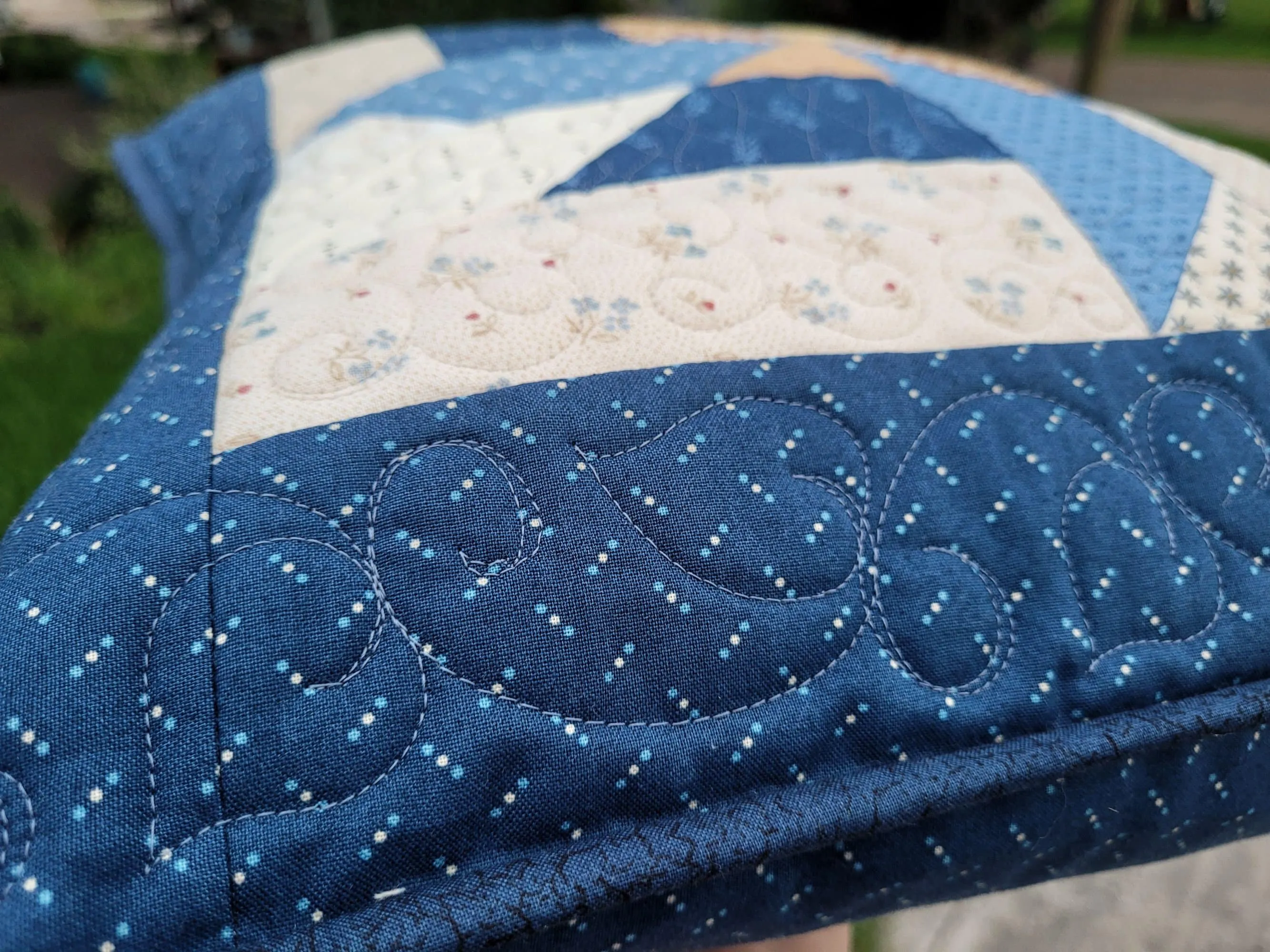 Blue & Gold Pinwheel Pillow