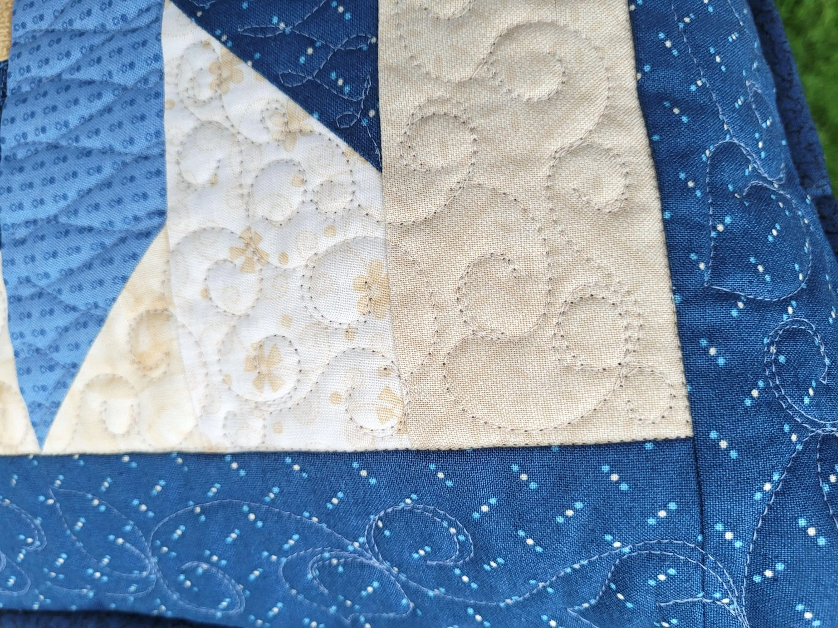 Blue & Gold Pinwheel Pillow