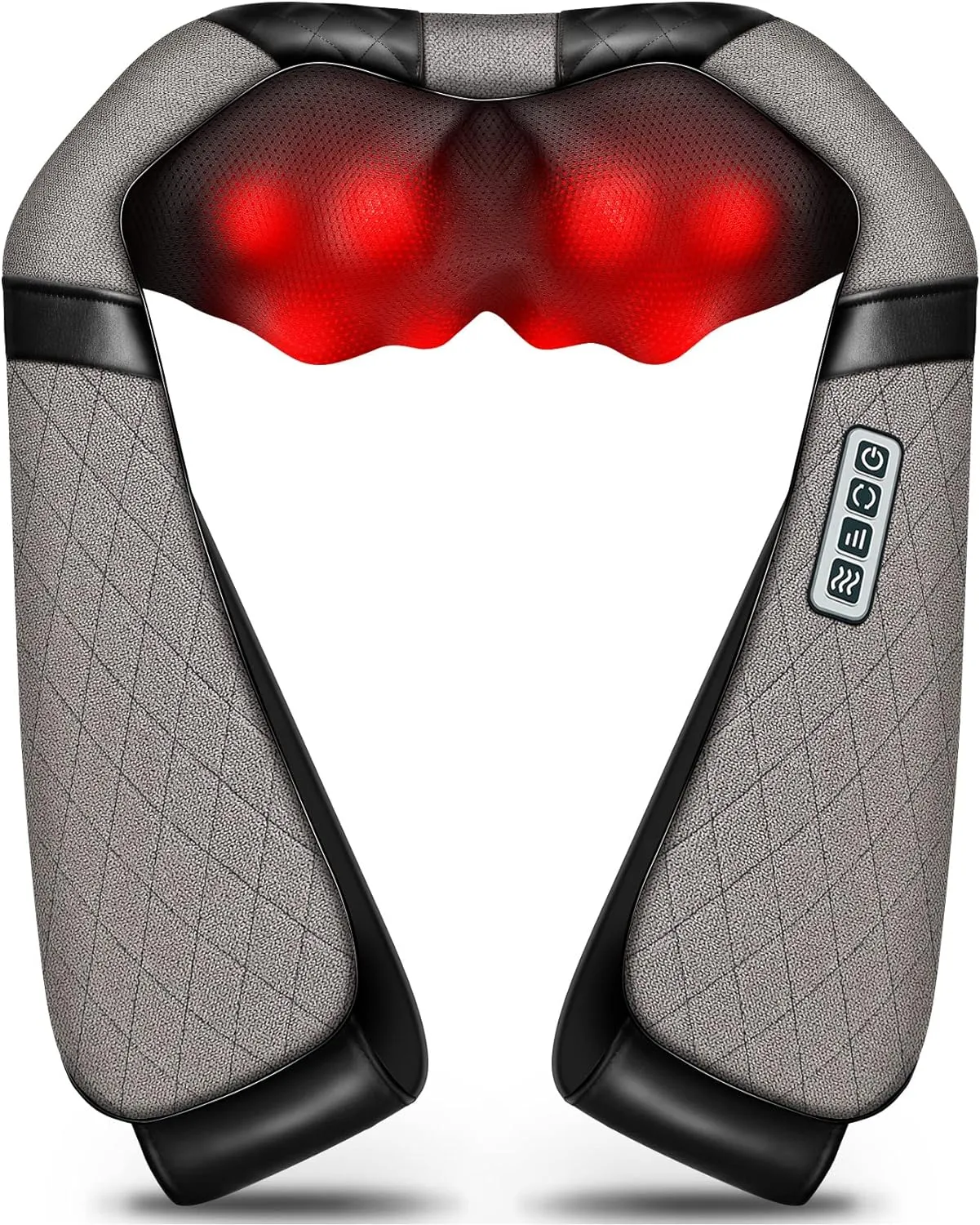 Blue Elf Shiatsu Electric Neck Back Massager Pillow 3D Kneading with Heat for Shoulder, Lower Back, Foot, Leg Muscles Pain Relief Relax in Car Office and Home (Gray)