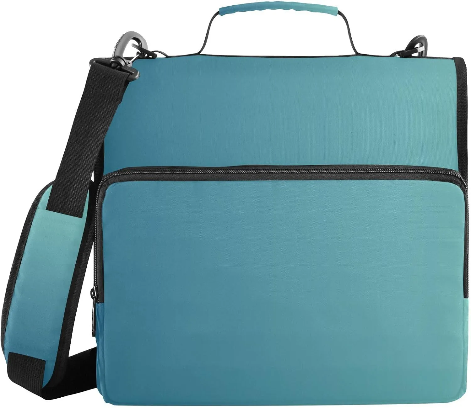 Blue Green Gradient 3 Rings Organizer Binder with Handle and Removable Shoulder Strap Easy to Carry Portable Home Travel Safe Storage Bag for Middle School