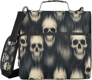 Blur Smear Skulls Zippered Binder Bag with Handle and Shoulder Strap, 1.5 inch 3 Ring D Ring Expanding File Folder Waterproof Multiple Pockets Organizer Binder