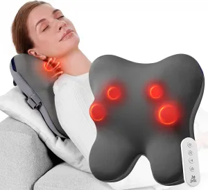 BOB AND BRAD Back Massager with Heat and Remote, EZBack Plus Neck Massager for Pain Relief Deep Tissue, Shiatsu Massage Pillow with 3 Level for Full Body, FSA HSA Eligible Mothers Day Birthday Gifts