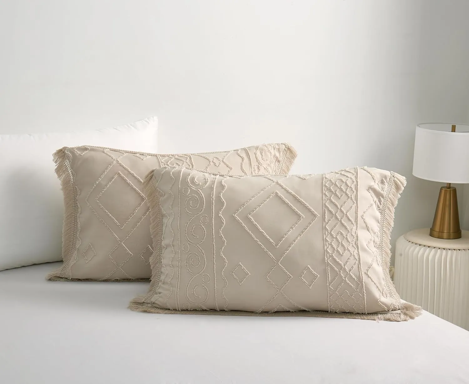 Boho Queen Comforter Set Beige 3 Pieces Tufted Tassel Comforter Set Queen Size Lightweight Queen Size Comforter Sets Shabby Chic Farmhouse Fluffy Beige Comforter Queen Bed Set Gift Choice