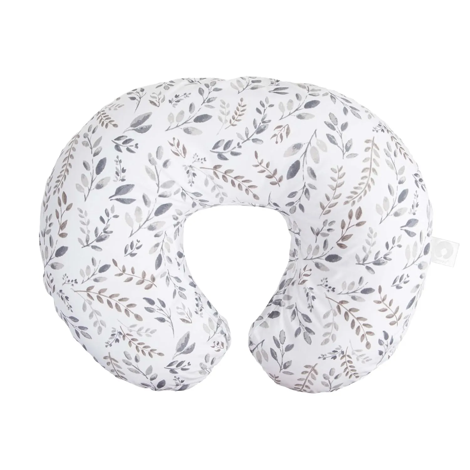 Boppy Original Nursing Pillow, Gray Taupe Leaves, Ergonomic Nursing Essentials for Bottle and Breastfeeding, Firm Fiber Fill, with Removable Pillow Cover, Machine Washable