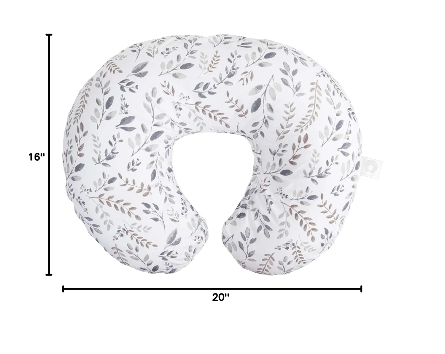 Boppy Original Nursing Pillow, Gray Taupe Leaves, Ergonomic Nursing Essentials for Bottle and Breastfeeding, Firm Fiber Fill, with Removable Pillow Cover, Machine Washable