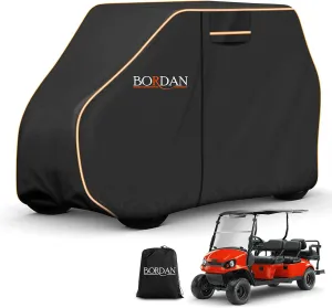 BORDAN Waterproof Golf Cart Cover Fits for Most Brand 2/2 2/4/4 2 Passengers Yamaha, Honda, Club Car, EZGO Golf Carts, 600D Heavy Duty Durable Golf Cart Covers with Waterproof Zipper Doors (3 Sizes)