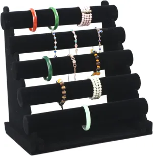 Bracelet Organizer Velvet, 5-tier Jewellery Display Stand with Removable Bars for Bracelets Jewelry Organizer for Wrist Watch, Scrunchies, Necklaces, Bangles and Bracelets