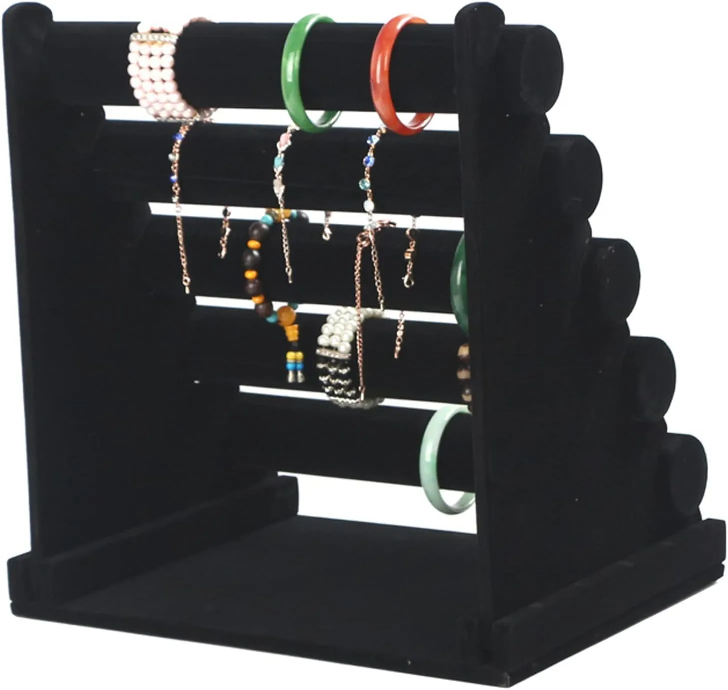 Bracelet Organizer Velvet, 5-tier Jewellery Display Stand with Removable Bars for Bracelets Jewelry Organizer for Wrist Watch, Scrunchies, Necklaces, Bangles and Bracelets