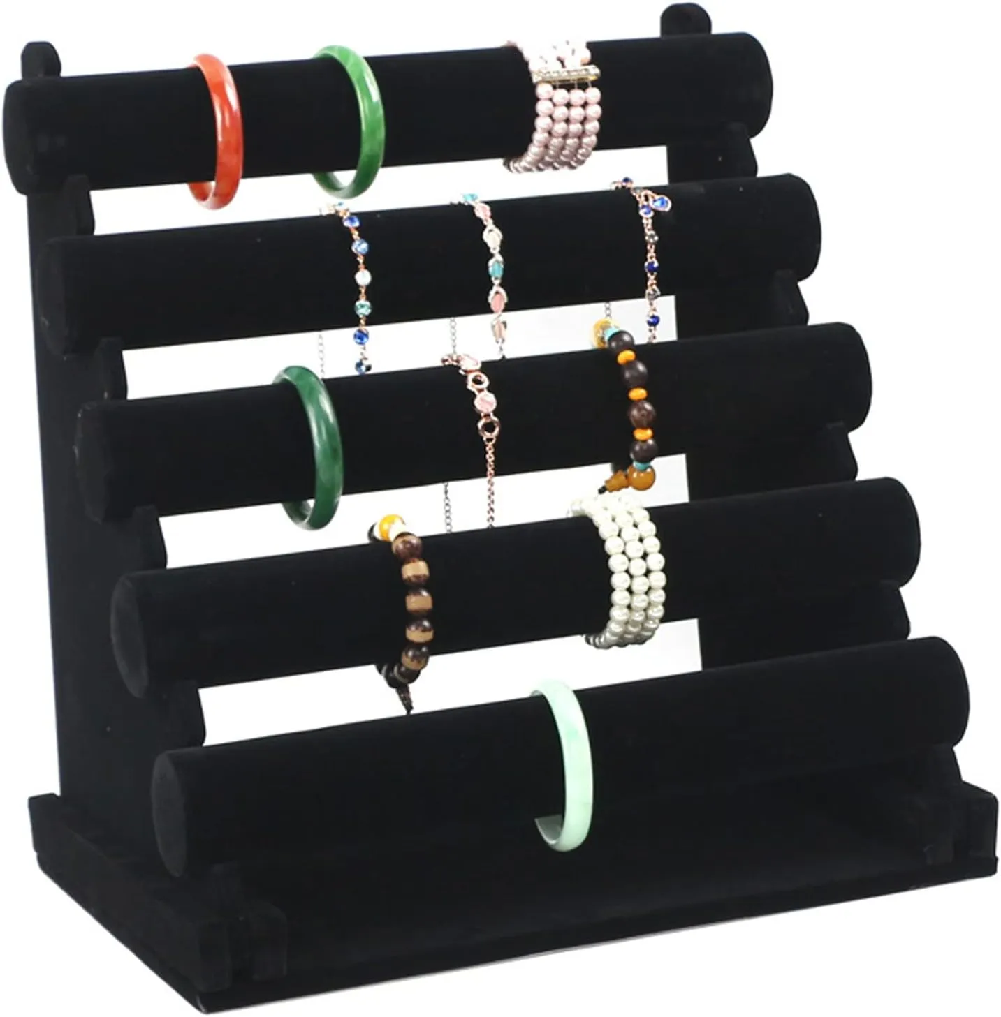 Bracelet Organizer Velvet, 5-tier Jewellery Display Stand with Removable Bars for Bracelets Jewelry Organizer for Wrist Watch, Scrunchies, Necklaces, Bangles and Bracelets