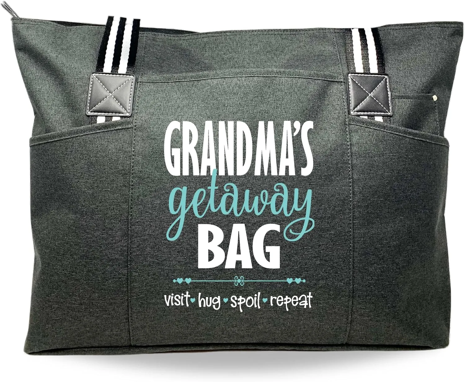 Brooke & Jess Designs Tote Bag for Grandma – Sturdy Canvas Grandma Tote w/Zipper & Inner Pocket Grandma Bag for Everyday Use