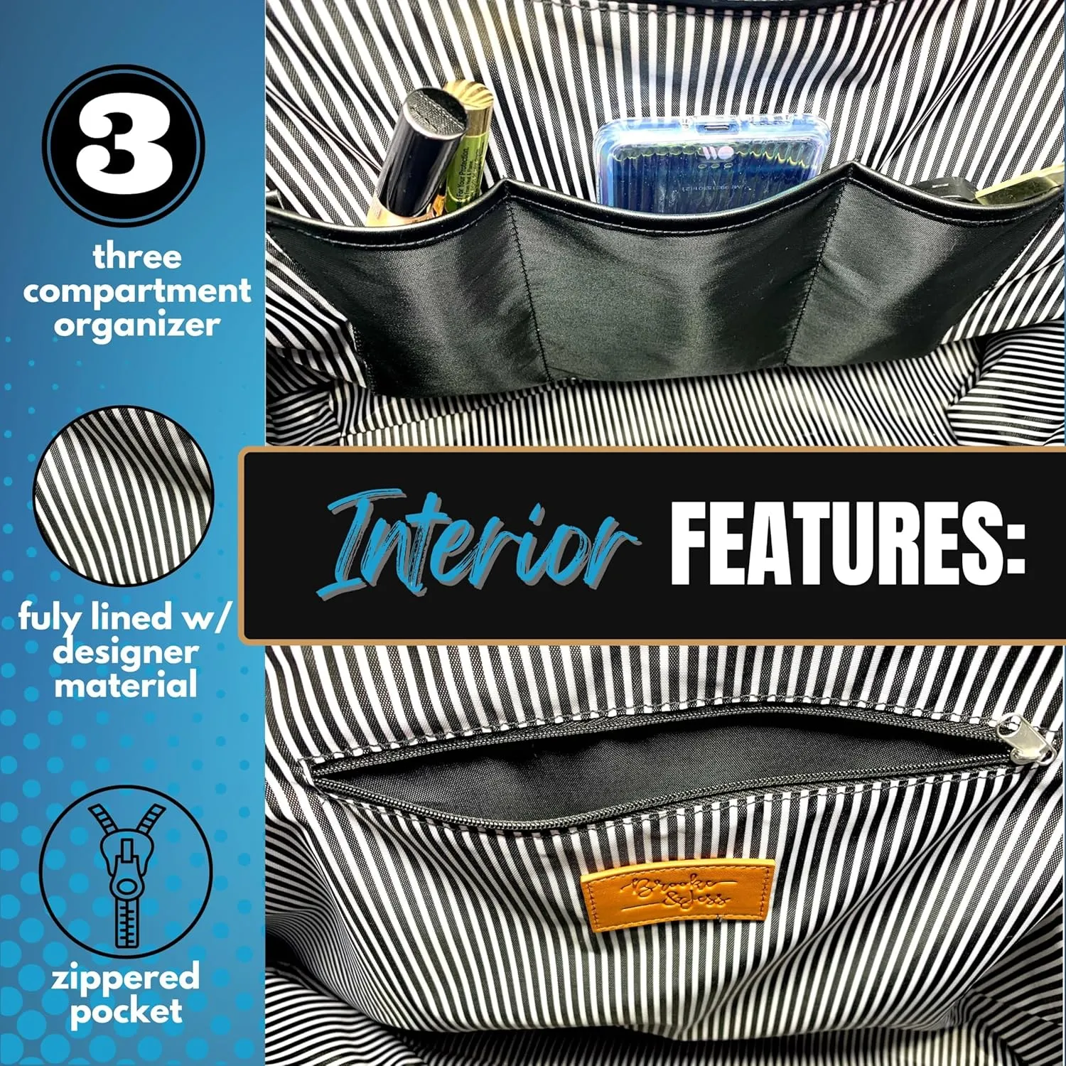 Brooke & Jess Designs Tote Bag for Grandma – Sturdy Canvas Grandma Tote w/Zipper & Inner Pocket Grandma Bag for Everyday Use
