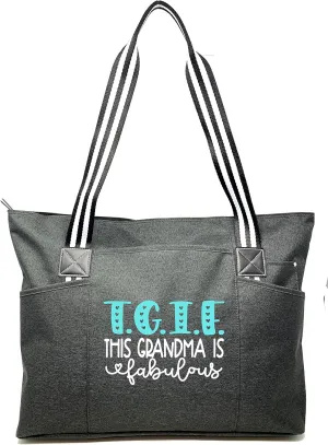 Brooke & Jess Designs Tote Bag for Grandma – Sturdy Canvas Grandma Tote w/Zipper & Inner Pocket Grandma Bag for Everyday Use