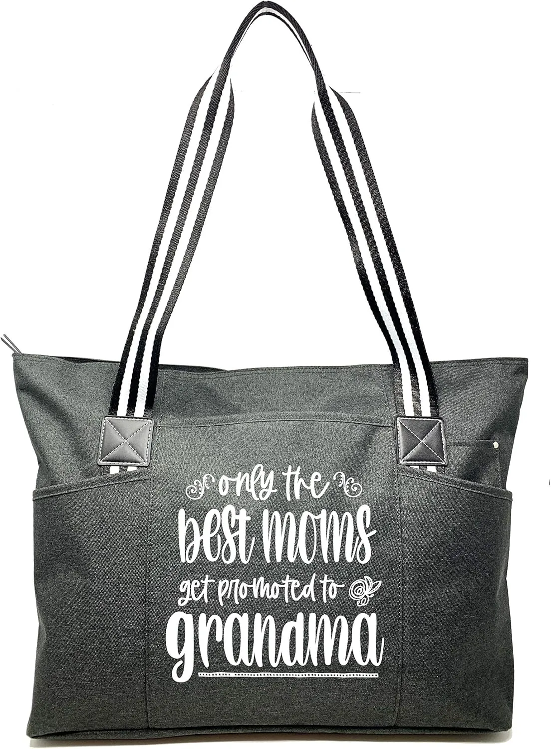 Brooke & Jess Designs Tote Bag for Grandma – Sturdy Canvas Grandma Tote w/Zipper & Inner Pocket Grandma Bag for Everyday Use