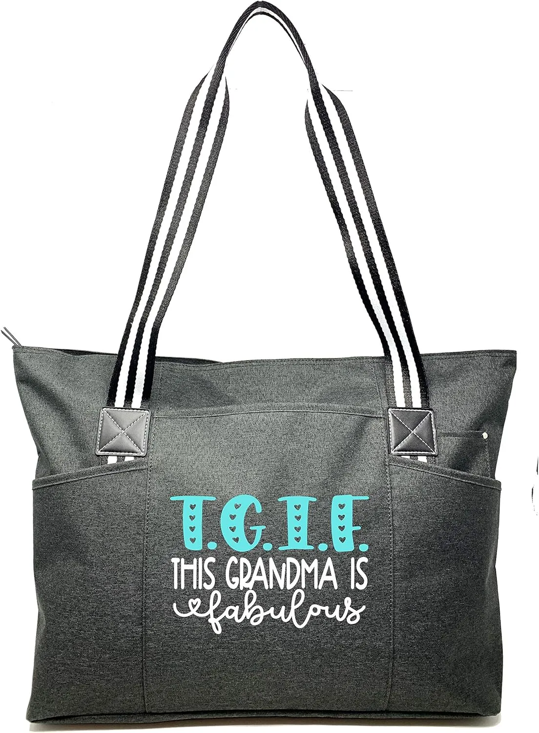 Brooke & Jess Designs Tote Bag for Grandma – Sturdy Canvas Grandma Tote w/Zipper & Inner Pocket Grandma Bag for Everyday Use