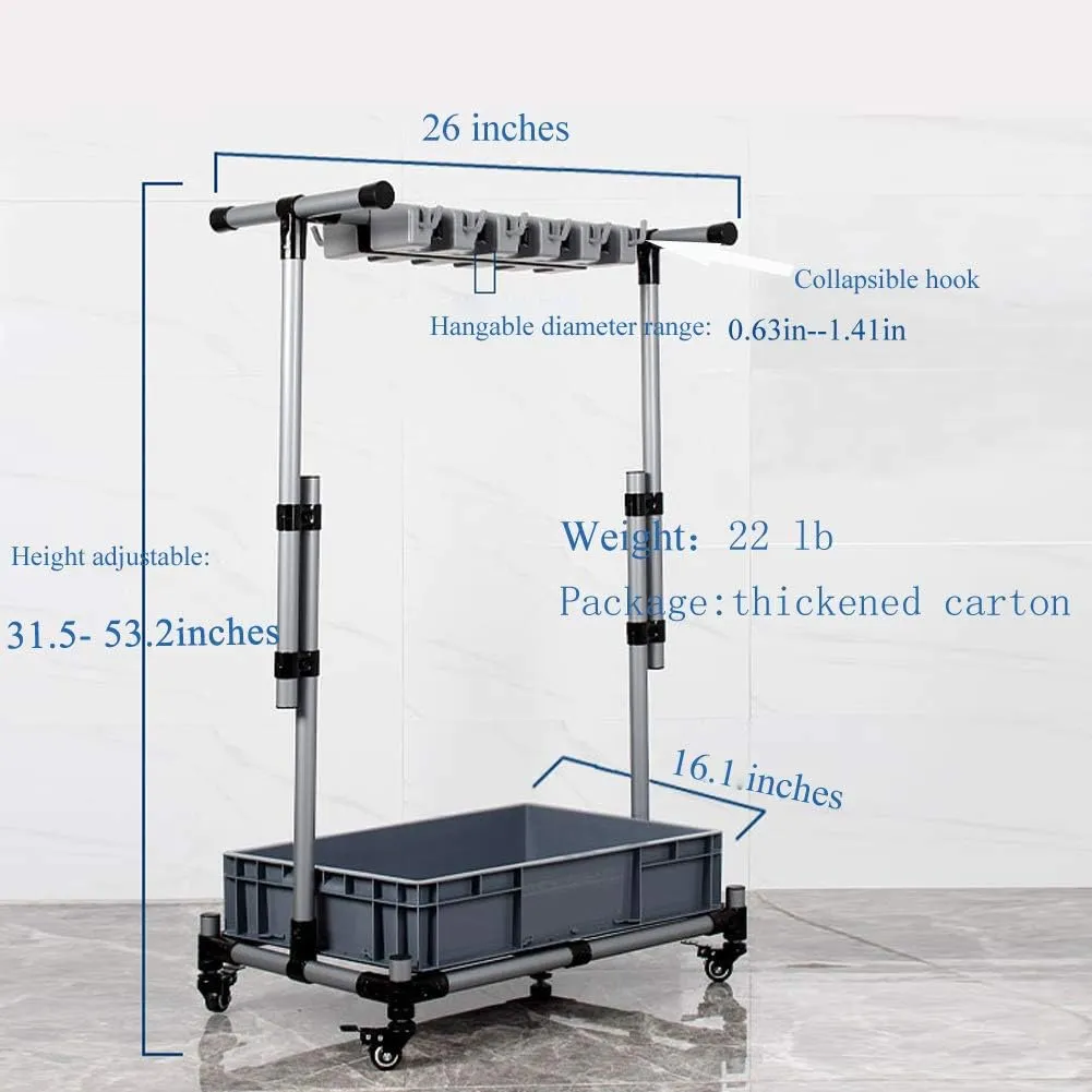 Broom And Mop Holder Put Wet Movable Floor-Mounted Mop Rack Floor Standing Cleaning Tool Cart Storage For Garden Garage Schools, Hospitals, Factories, Hotels,Property Companies
