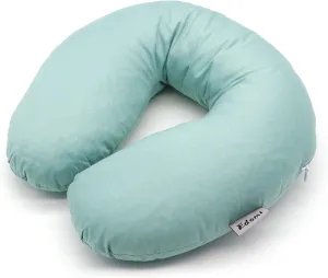 Buckwheat Hulls Neck Pillow, U Shaped Travel Pillow Portable Pillow Support for Neck Shoulder, for Side Back Stomach Sleeper with Washable Pillowcase (12x12 inch,Macaron Blue)