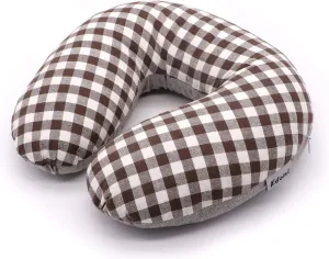 Buckwheat Neck Pillow for Sleeping U Shaped Pillow Cooling Travel Cervical Sleeping Pillow Head Neck Contour Support for Side Sleepers(12x12 inch, AB-Black)