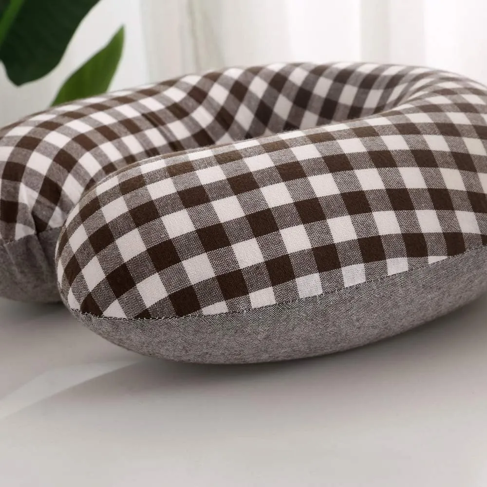 Buckwheat Neck Pillow for Sleeping U Shaped Pillow Cooling Travel Cervical Sleeping Pillow Head Neck Contour Support for Side Sleepers(12x12 inch, AB-Black)