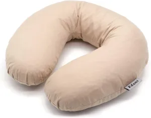 Buckwheat Neck Pillow for Sleeping U Shaped Pillow Cooling Travel Head Support Pillow for Side Sleepers Buckwheat Hulls Concealed Zipper (12x12 inch,Macaron Light-Tan)