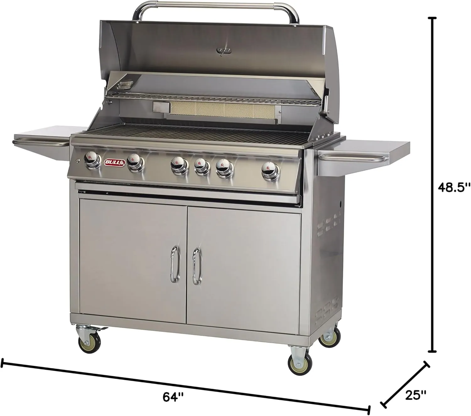 Bull Outdoor Products 55001 BBQ Brahma 90,000 BTU Grill with Cart, Natural Gas, Metallic