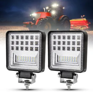 BUNKER INDUST 4 Inch LED Light Pods,2 Pcs Square Tractor Work Lights Spot Flood Driving Small Light Bar for Truck Equipment Vehicle Pickup UTV ATV Golf Cart
