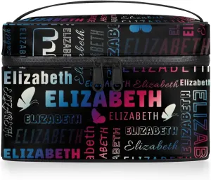 Butterfly Custom Name Makeup Bag Personalized Large Cosmetic Case Portable Travel Make Up Organizer for Women Girls With Handle, Gradient Blue Red