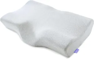 C CUSHION LAB Extra Dense Ergonomic Cervical Pillow for Firm Neck Support - Orthopedic Contour Pillow for Back/Side Sleeper Neck Relief, CertiPUR–US Memory Foam Pillow with Organic Cotton Cover