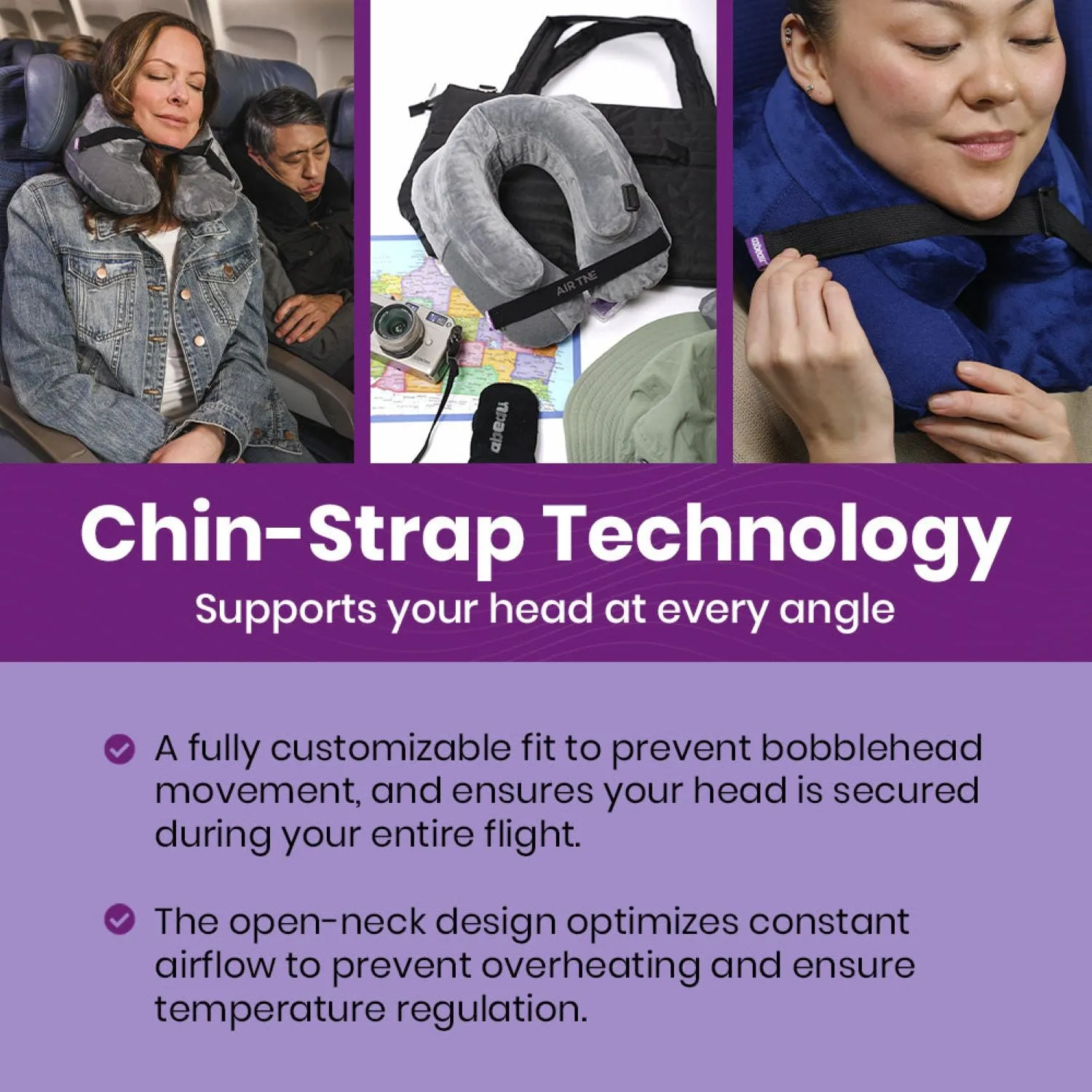Cabeau AirTNE Inflatable Travel Neck Pillow - Midnight