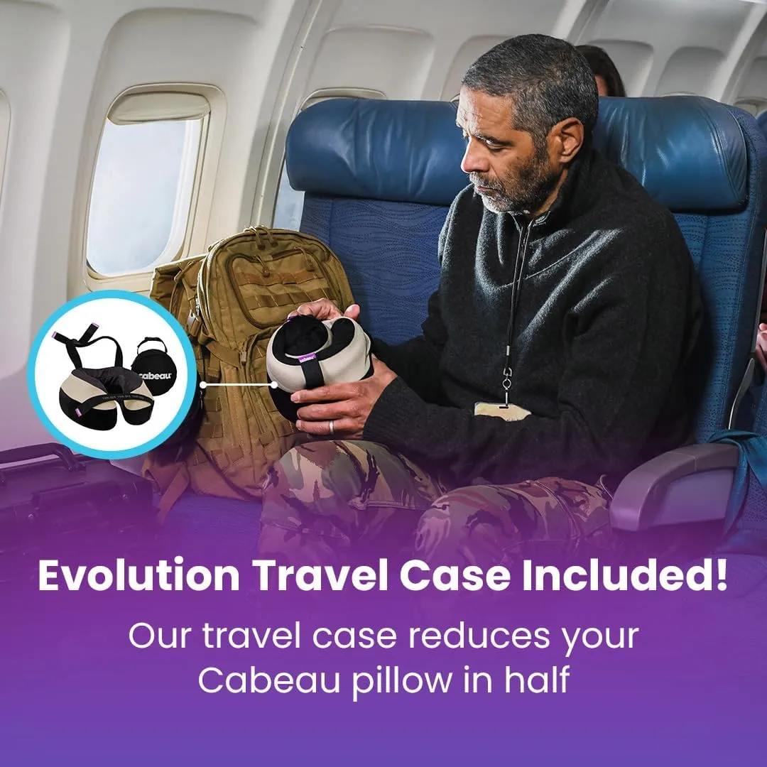Cabeau Travel Neck Pillows for Airplanes – The Neck’s Evolution, TNE S3 – Supportive Memory Foam Design for Long Haul Flights – Attachable Seat Straps and 360° Support (Cairo Tan)