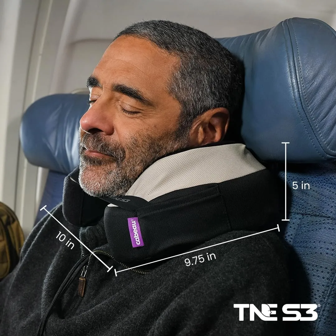 Cabeau Travel Neck Pillows for Airplanes – The Neck’s Evolution, TNE S3 – Supportive Memory Foam Design for Long Haul Flights – Attachable Seat Straps and 360° Support (Cairo Tan)