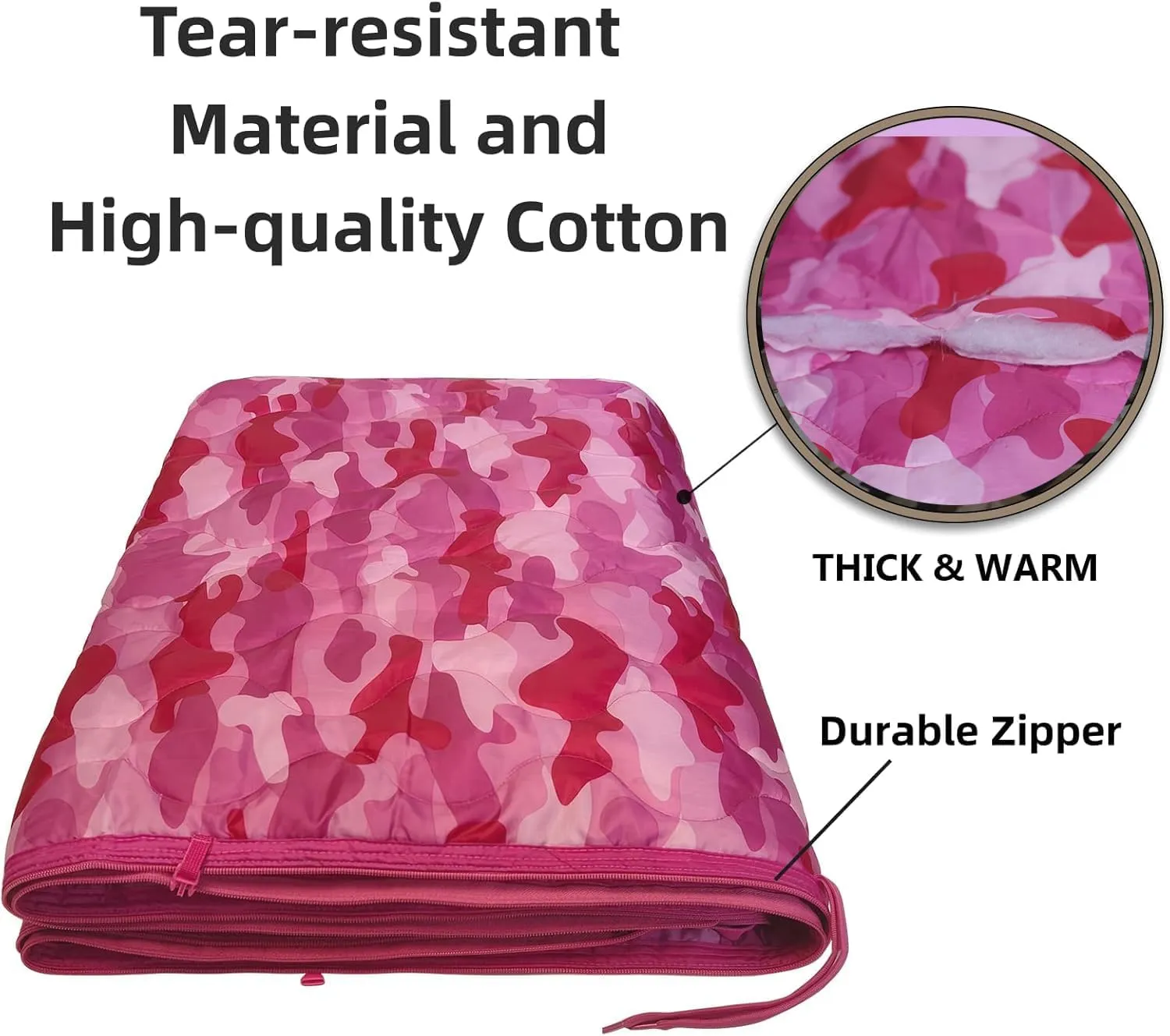 Camo Poncho Liner, Army Blanket, Military Sleeping Bag, with A Compression Carrying Bag, for Traveling, Hiking, Camping, Outdoor Survival, Car Blanket