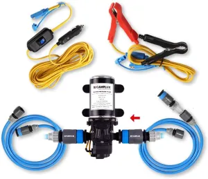 CAMPLUX 12V Water Pump Kit, 1.6 GPM 65 PSI High Pressure for Caravan RV Boat Gas Hot Water System