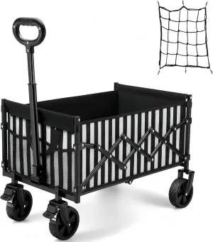 CAMTOP Collapsible Wagon Cart Foldable Wagon Portable Heavy Duty Folding Wagons with Braking Wheels Lightweight Outdoor Utility Wagon for Shopping, Sports, Camping, Garden, Grocery, Beach (Stripes)