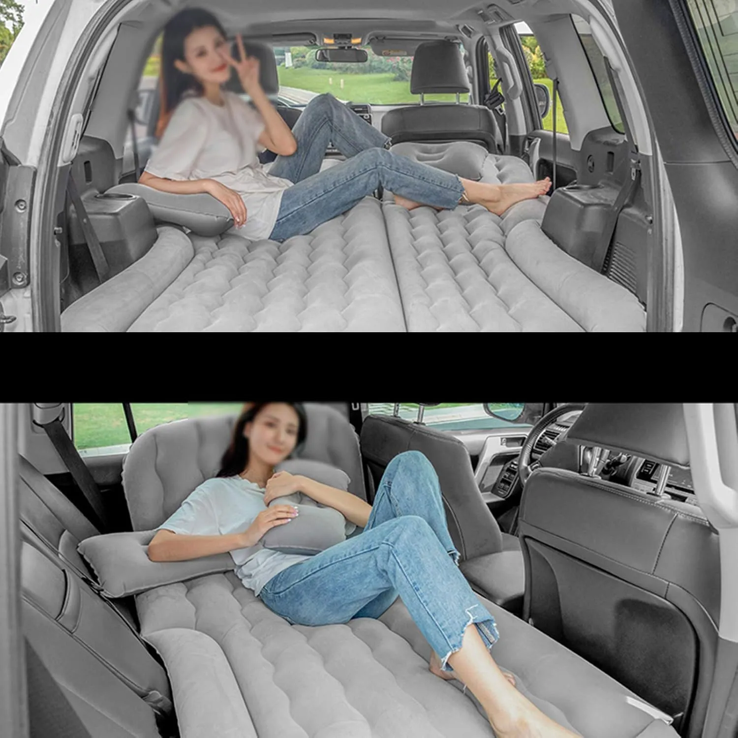 Car Air Mattress for Jeep Liberty I 2001-2004 2005 2006 2007, Car Mattress Inflatable Bed Portable Foldable with Pillow Camping Travel Car Accessories,Grey