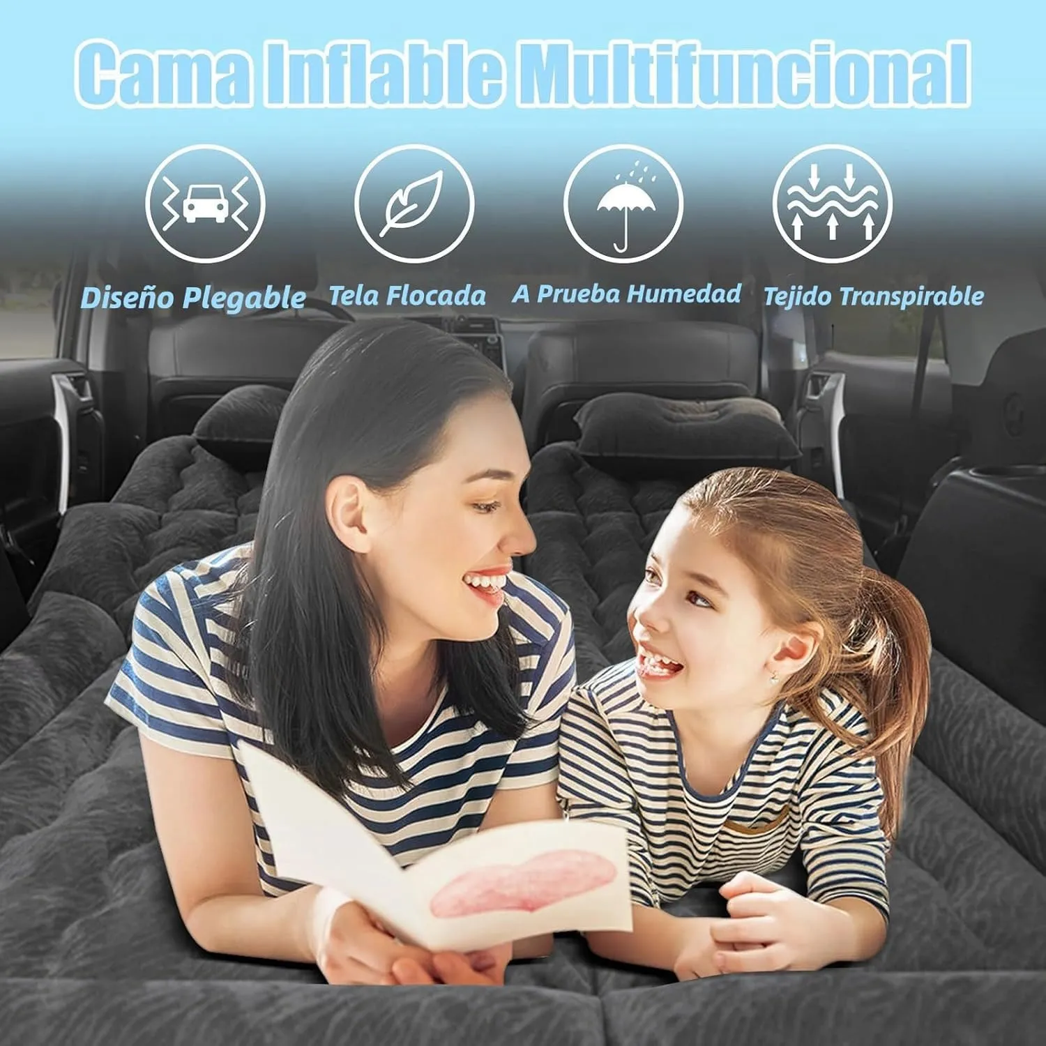 Car Air Mattress for Nissan Pathfinder IV 2012-2017 2018 2019 2020 2021, Car Mattress Inflatable Bed Portable Foldable with Pillow Camping Travel Car Accessories,Black