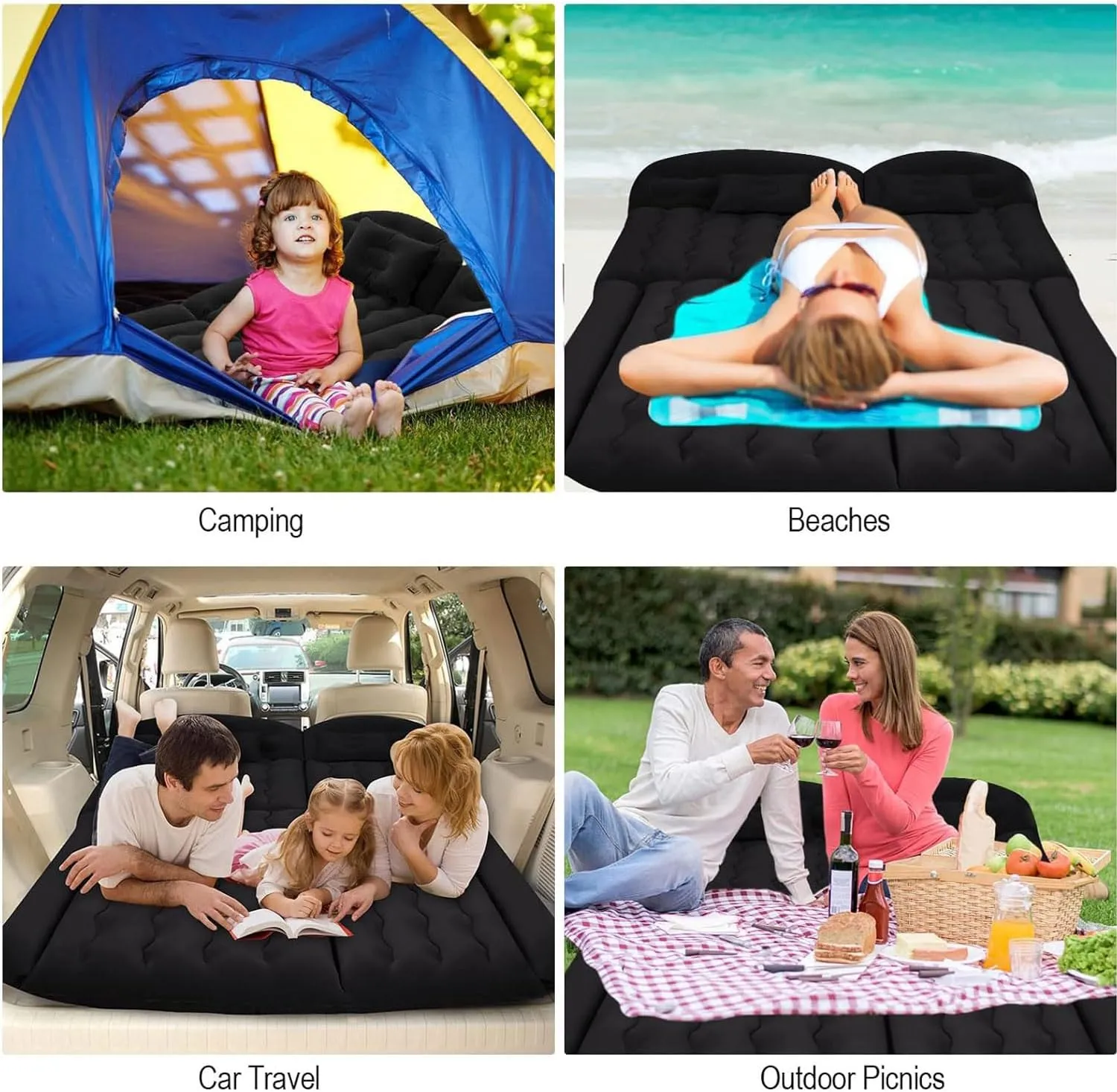 Car Air Mattress for Nissan Pathfinder IV 2012-2017 2018 2019 2020 2021, Car Mattress Inflatable Bed Portable Foldable with Pillow Camping Travel Car Accessories,Black