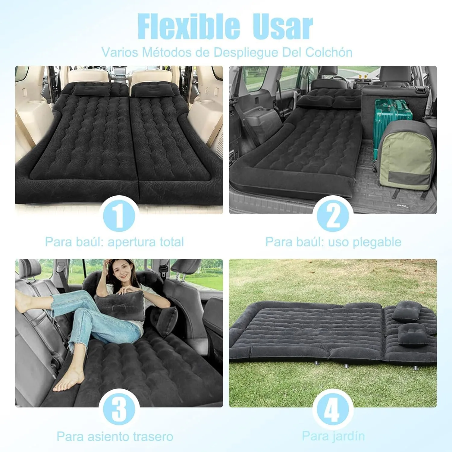Car Air Mattress for Nissan Pathfinder IV 2012-2017 2018 2019 2020 2021, Car Mattress Inflatable Bed Portable Foldable with Pillow Camping Travel Car Accessories,Black