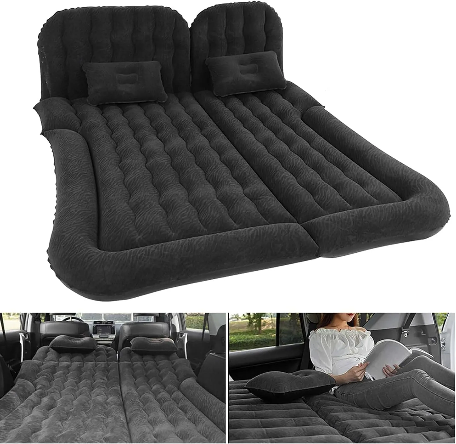 Car Air Mattress for Toyota Highlander IV 2020 2021 2022 2023 2024 2025, Car Mattress Inflatable Bed Portable Foldable with Pillow Camping Travel Car Accessories,Black