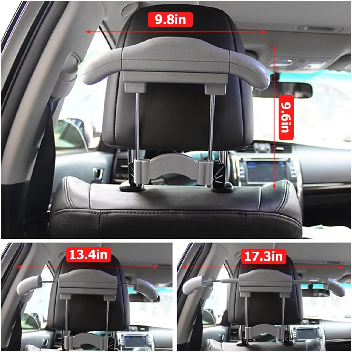 Car Coat Hanger, Multifunctional Retractable Automotive Headrest Back Seat Coat Hanger Hook Organizer Holder for Clothes Coat Suit Jacket Shirts, Universal for SUV, Truck, RV（Gray）