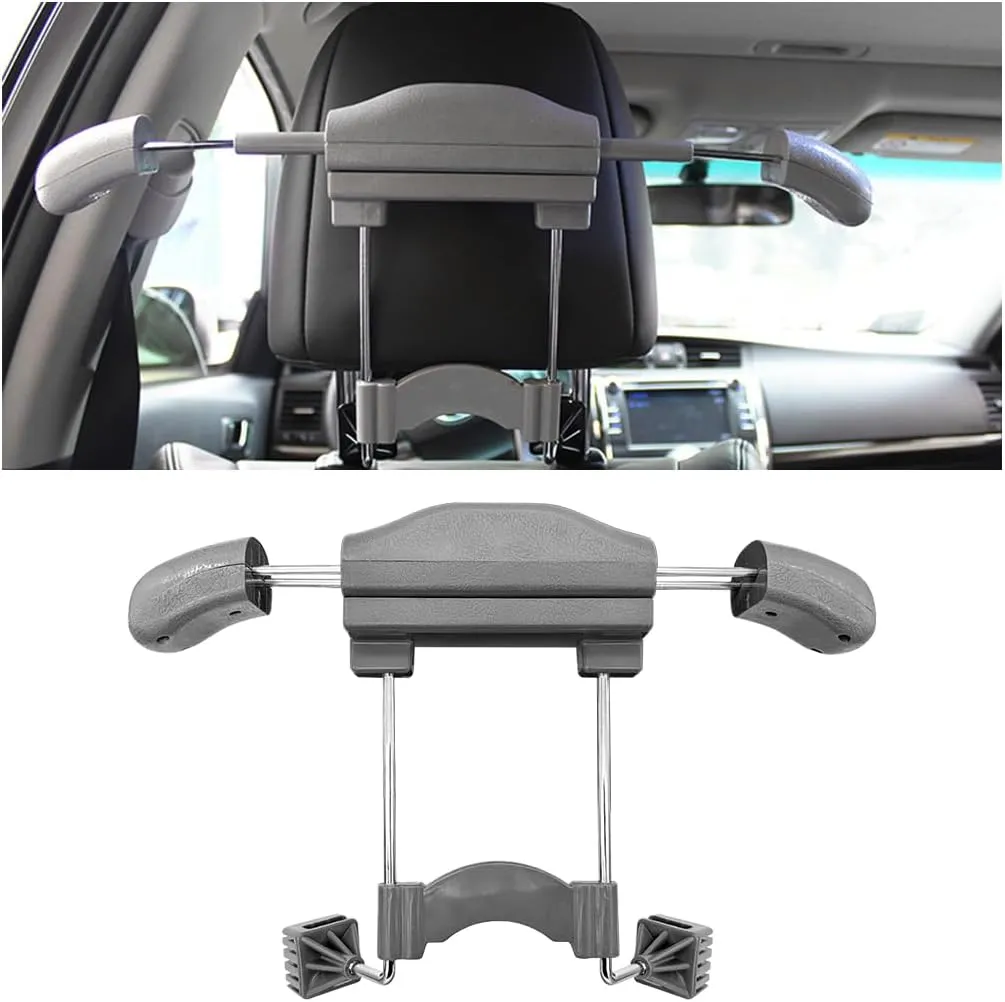 Car Coat Hanger, Multifunctional Retractable Automotive Headrest Back Seat Coat Hanger Hook Organizer Holder for Clothes Coat Suit Jacket Shirts, Universal for SUV, Truck, RV（Gray）