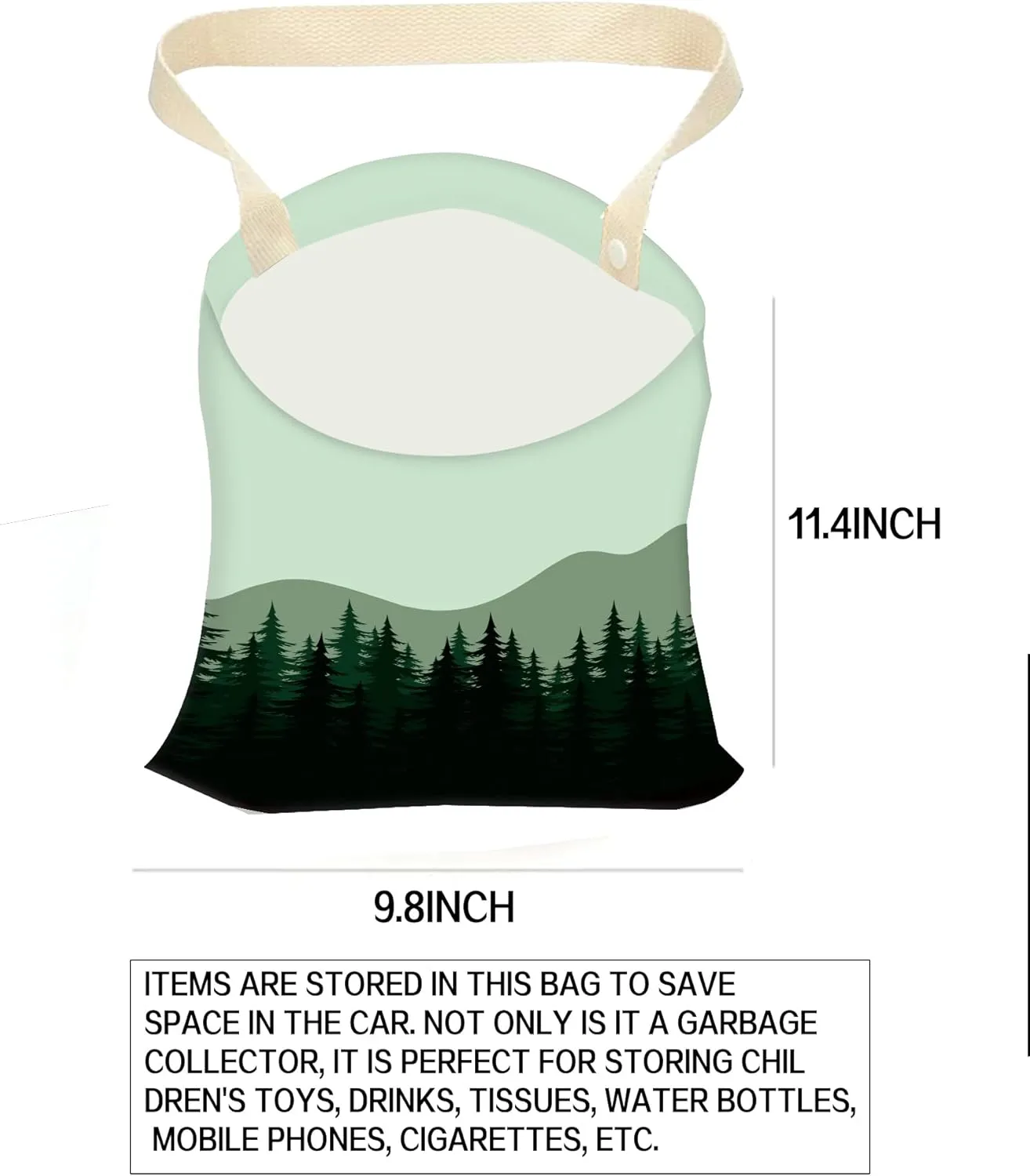 Car Garbage Can, Car Trash Bag, Car Garbage Bag, Hanging Car Trash Can for Car Accessories, Vehicle, Travelling, Camping, Cute Car Back Seat Organizer, Dark Mountain
