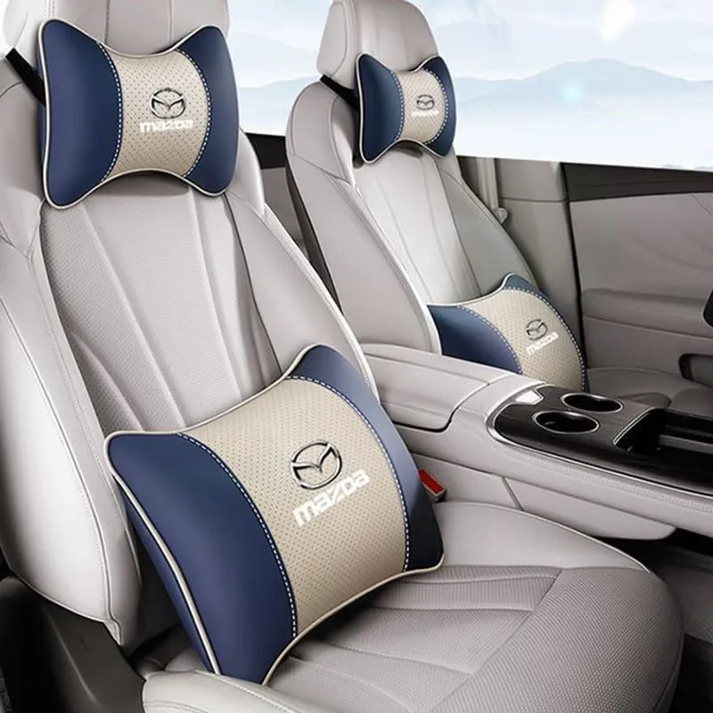 Car Headrest & Lumbar Support Cushion for Mazda Biante 2008-2025, Car Lumbar Support Pillow and Car Neck Pillow Kit for Neck Back Pain Relief Car Seat Accessoires,B