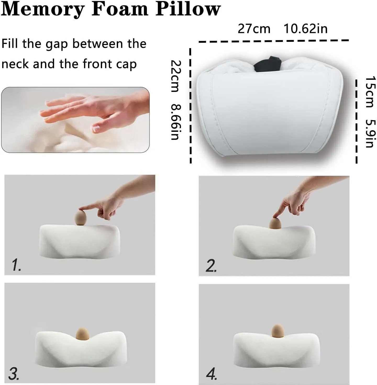 Car Neck Pillow for Tesla Model 3 Model Y Model S Model X Cybertruck Accessories Memory Foam Ergonomic Design Comfortable Headrest Cushion, 1 Piece, White
