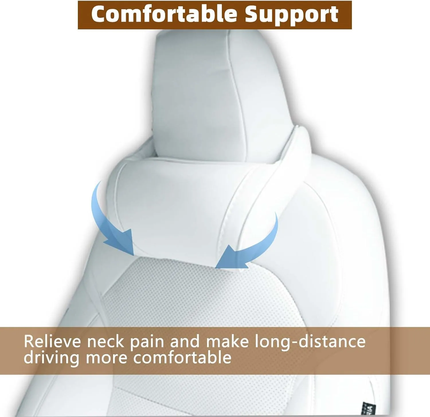 Car Neck Pillow for Tesla Model 3 Model Y Model S Model X Cybertruck Accessories Memory Foam Ergonomic Design Comfortable Headrest Cushion, 1 Piece, White